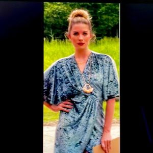 Zara Blue Grey Velvet Dress